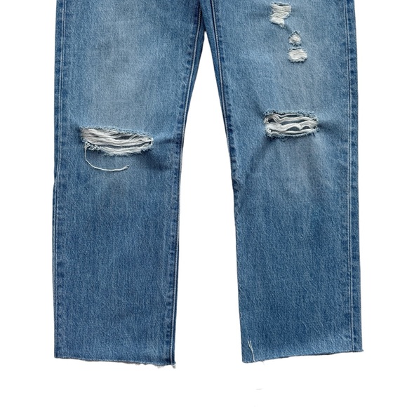 Levi’s 501 High Rise Distressed Straight Leg Cropped Jeans Size 25 - Picture 5 of 9